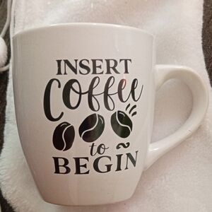 White Coffee Mug with Black Text